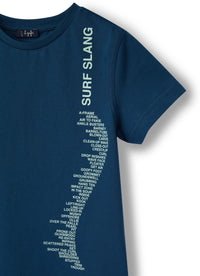 t-shirt manica corta blu con stampa gommata