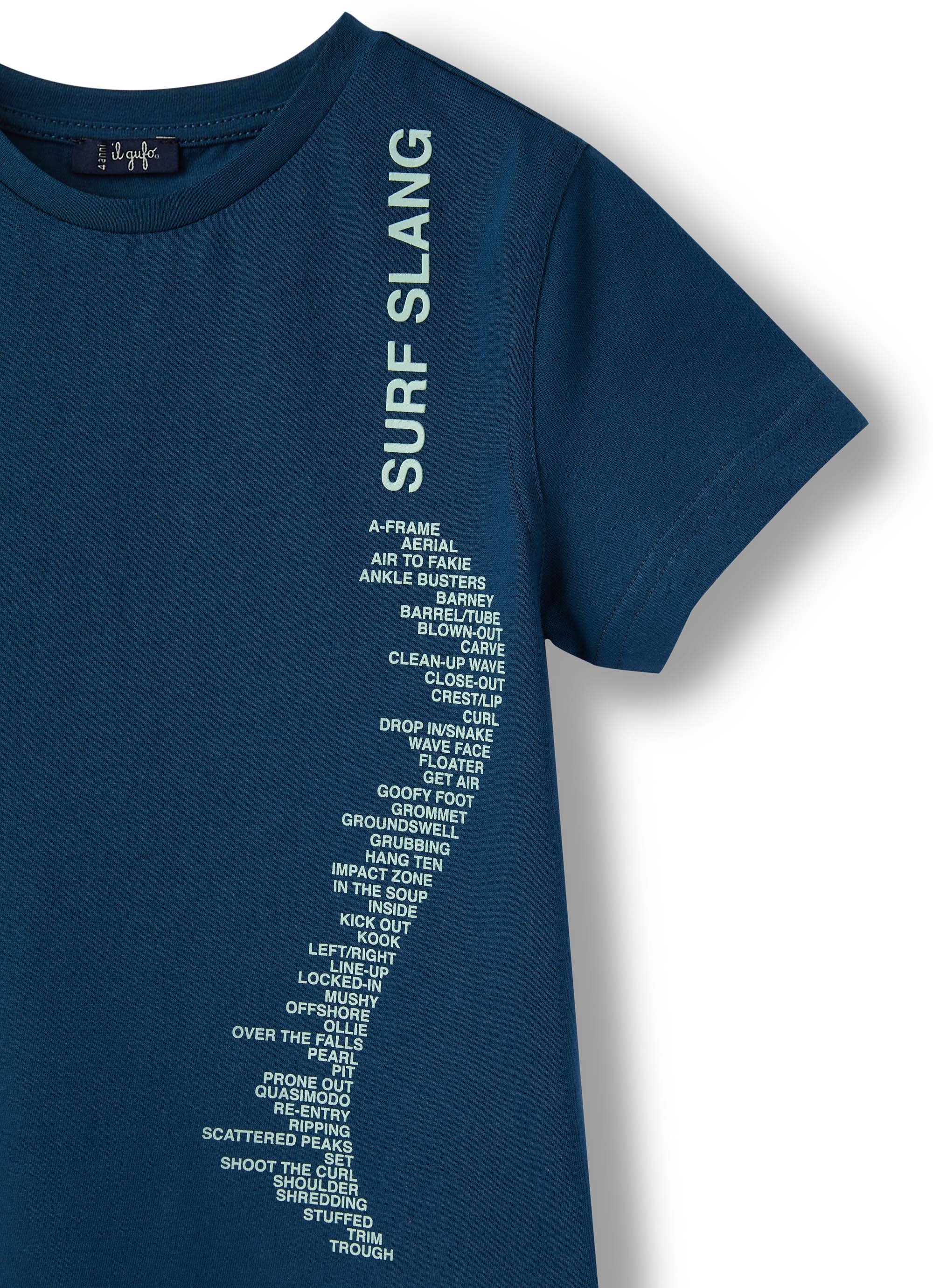 t-shirt manica corta blu con stampa gommata