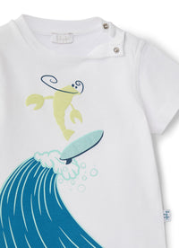 t-shirt con stampa gamberetto