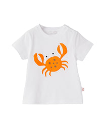 Crab t-shirt with button fastening - Bianco & Mandarino