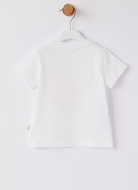 Crab t-shirt with button fastening - Bianco & Mandarino