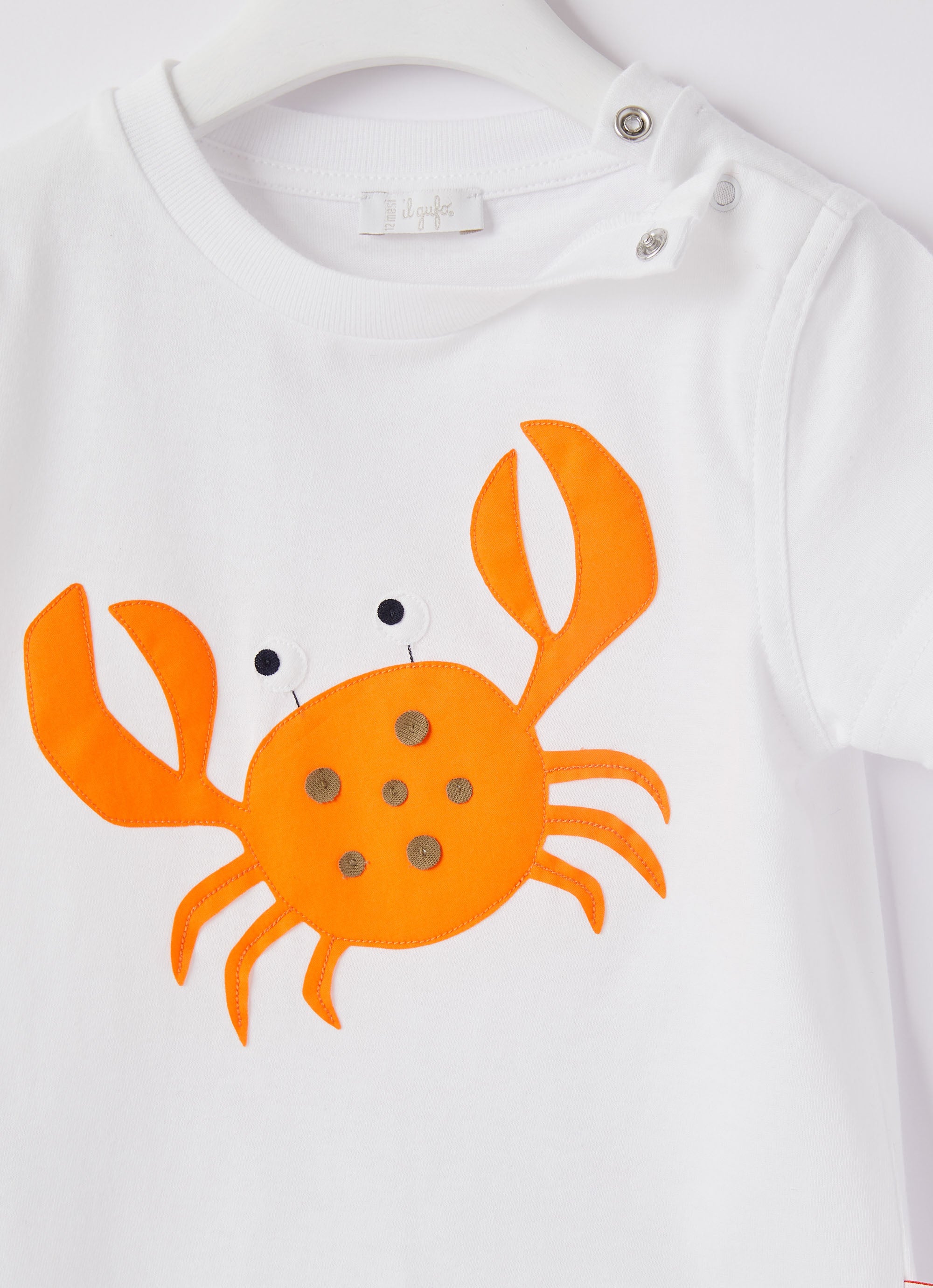 Crab t-shirt with button fastening - Bianco & Mandarino