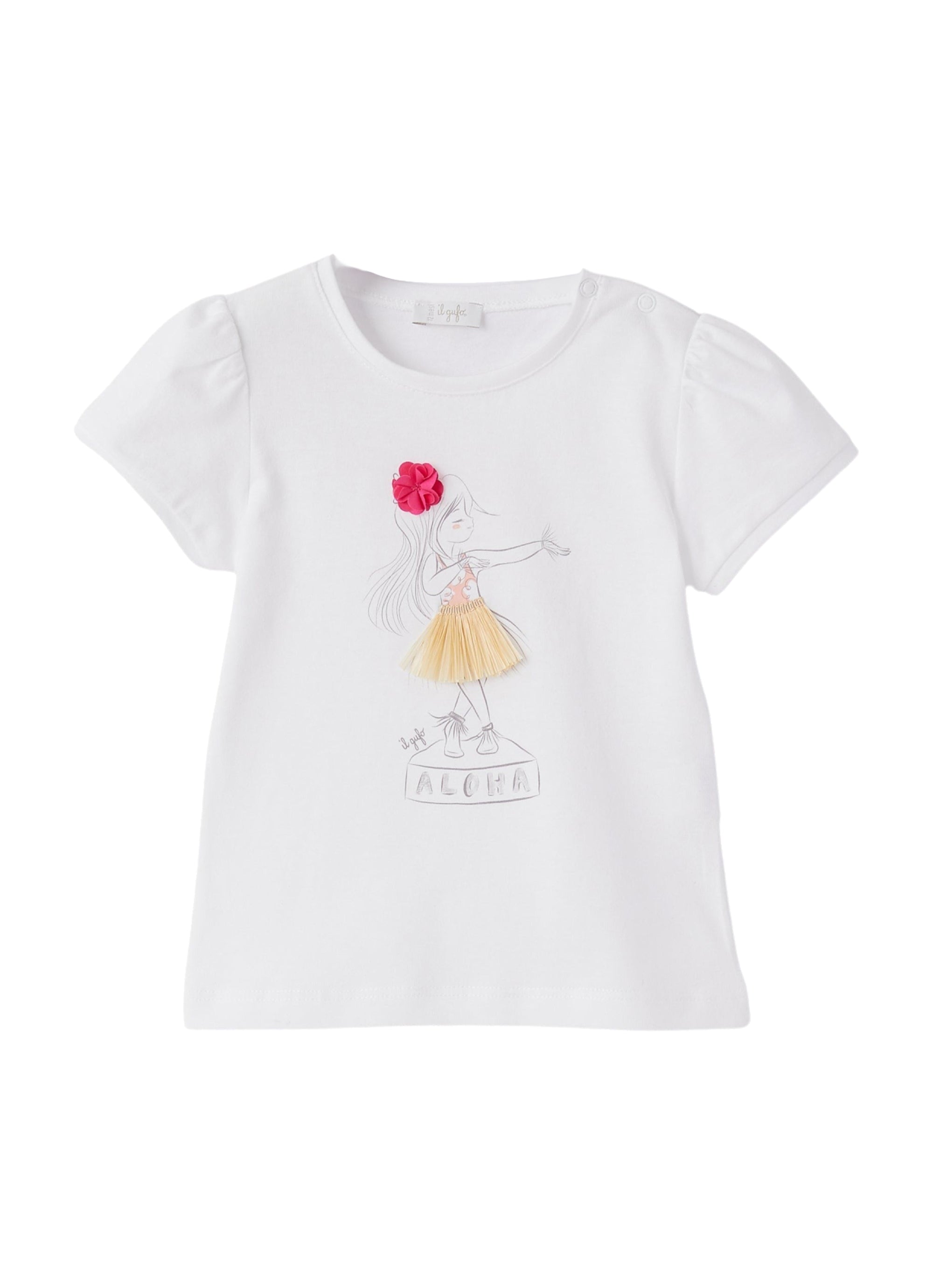 Printed round-neck ballerina T-shirt - Bianco & Ortensia