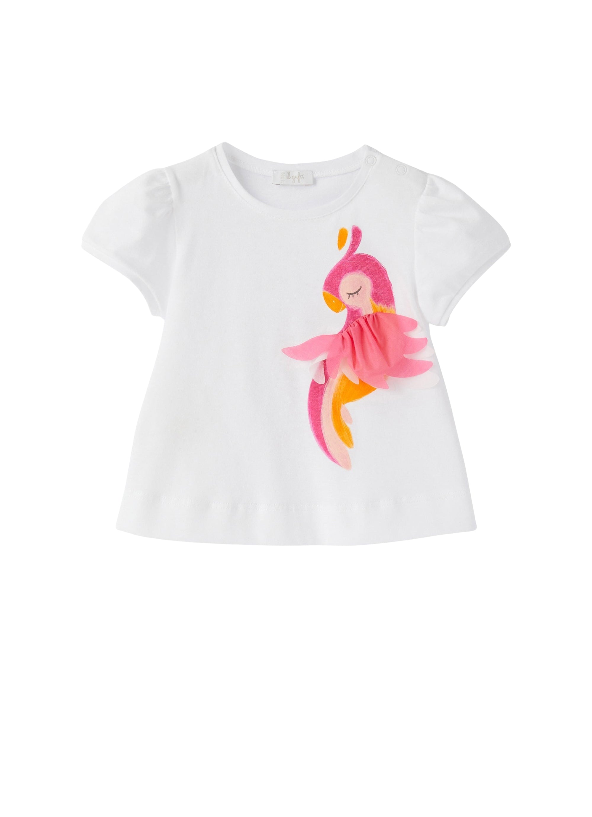 t-shirt manica corta con stampa pappagallo