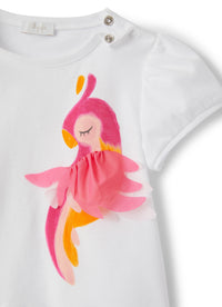 t-shirt manica corta con stampa pappagallo