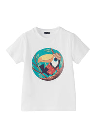 T-shirt à manches courtes à imprimé toucan - Bianco & Sterlizia