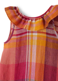 vestito smanicato in fantasia check