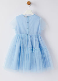 Ruffled tulle dress - Azzurro Topazio