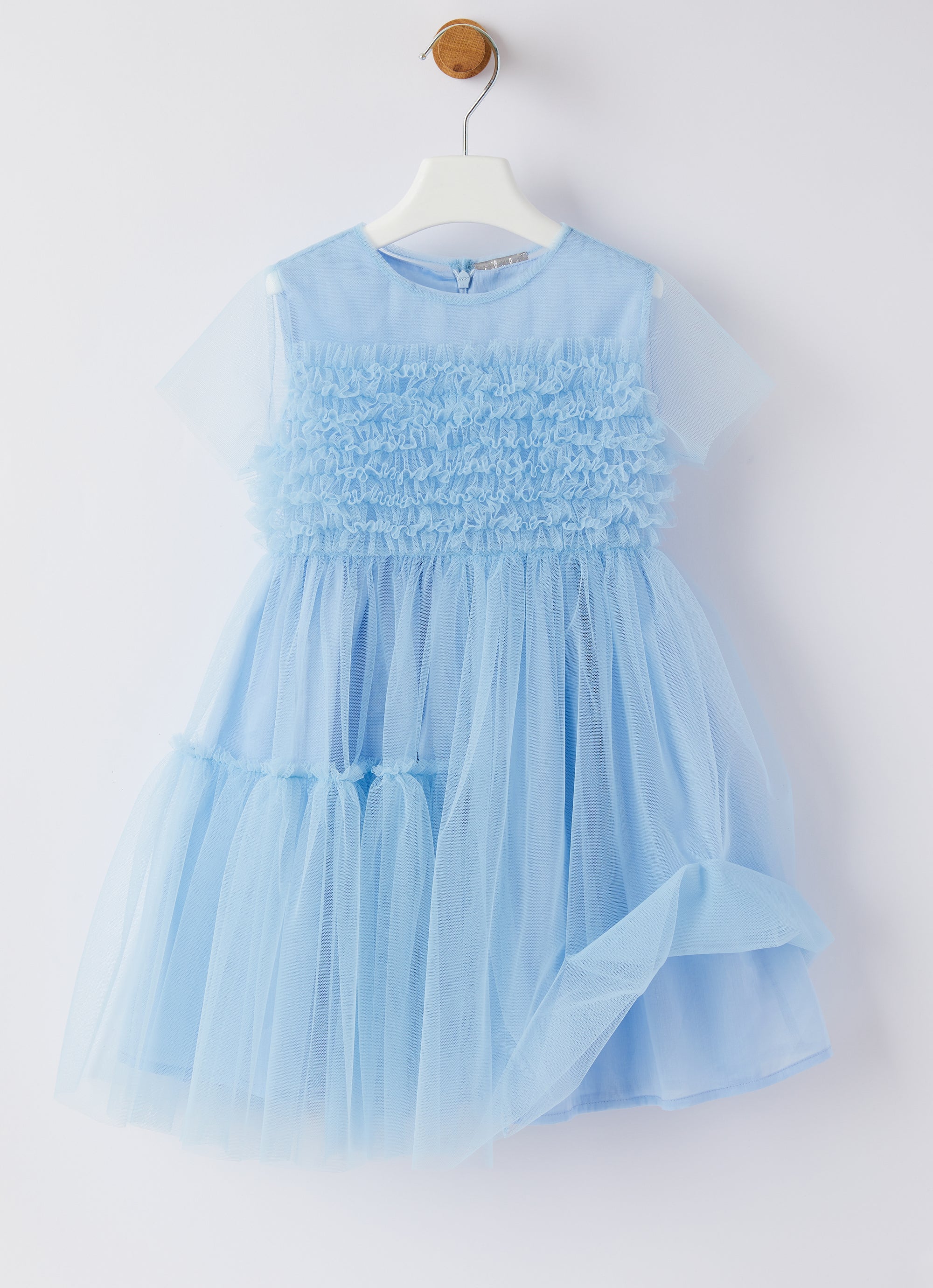 Ruffled tulle dress - Azzurro Topazio