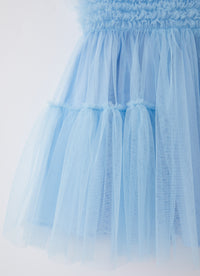 Ruffled tulle dress - Azzurro Topazio