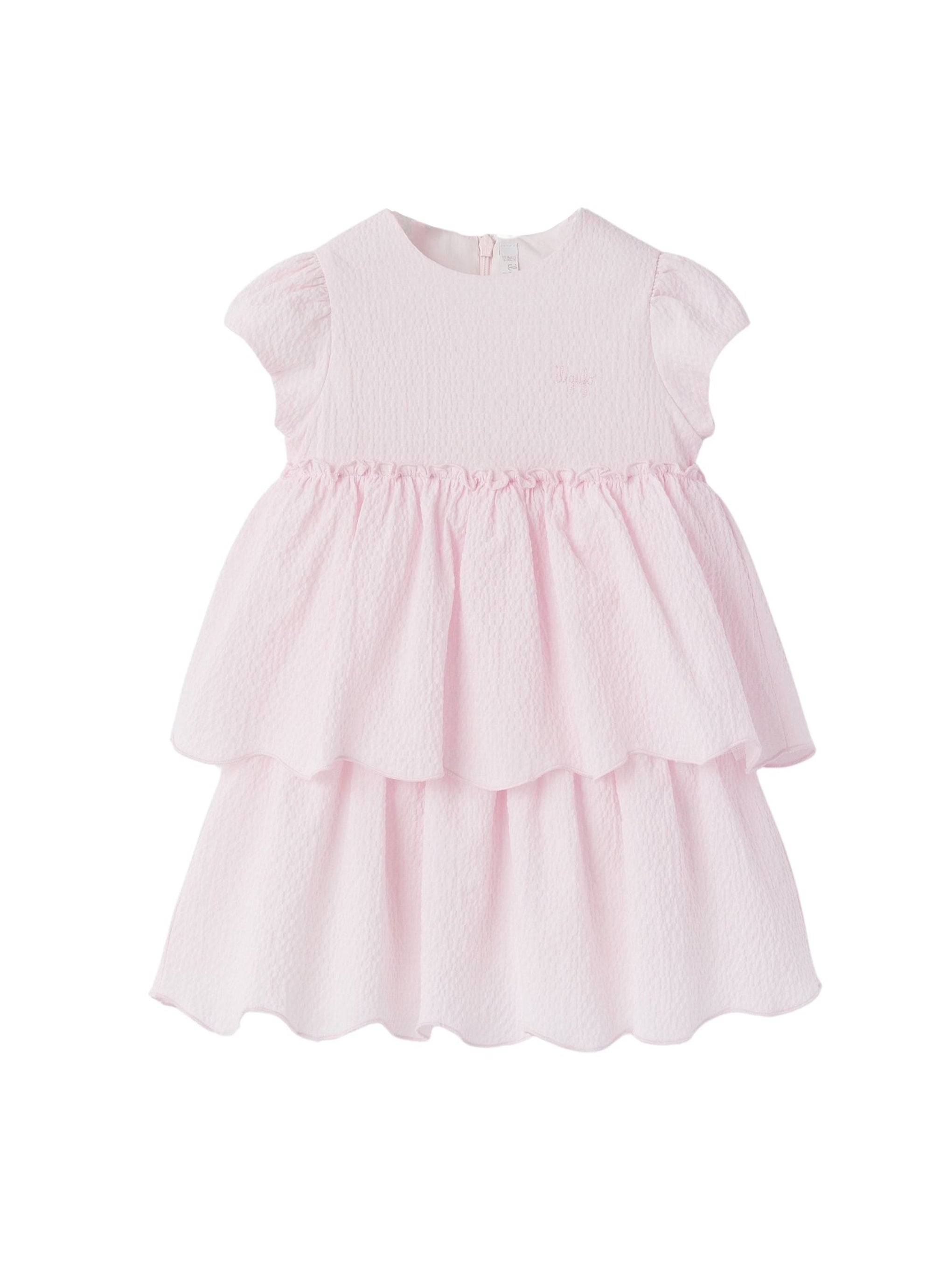 Short-sleeved ruffled dress - Rosa Perla