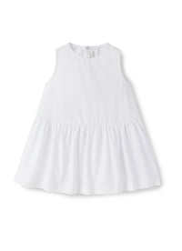 vestito manica corta in tulle azzurro con fiore applicato