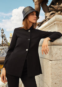 Tunique sans col boutonnee - Noir