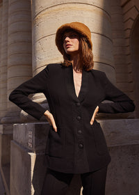 Veste avec col en trico - Noir