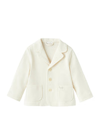 Blazer in cotone piquet bianco panna