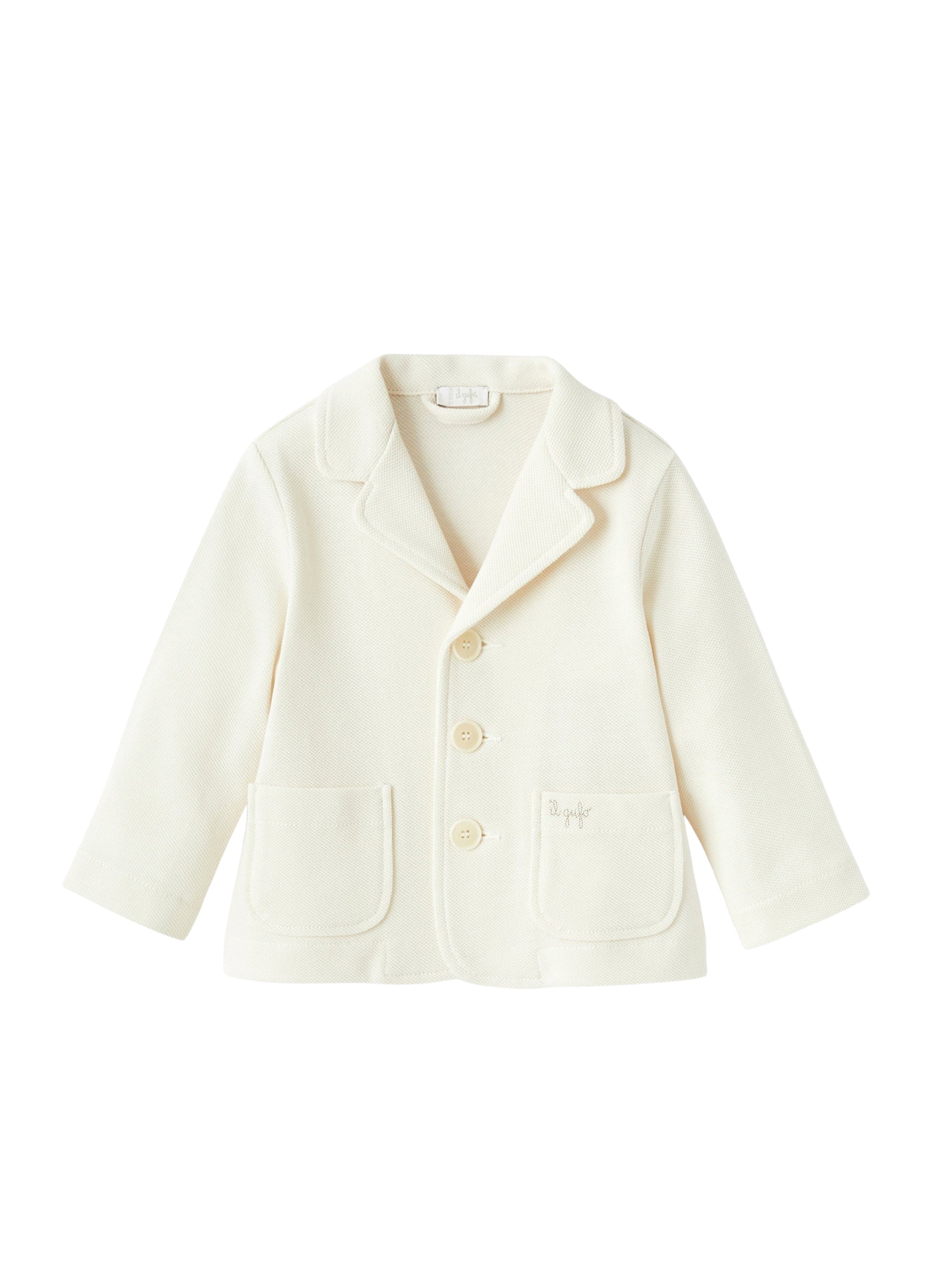 Blazer in cotone piquet bianco panna