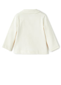 Blazer in cotone piquet bianco panna