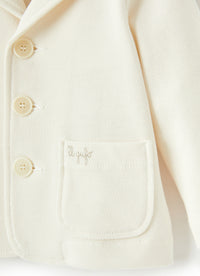 Blazer in cotone piquet bianco panna