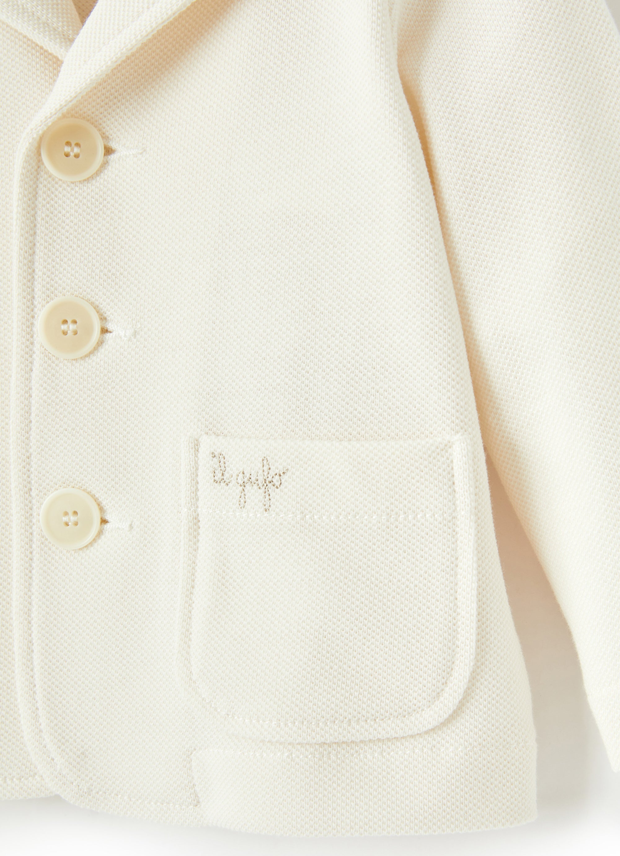 Blazer in cotone piquet bianco panna