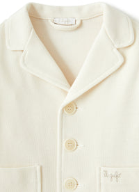 Blazer in cotone piquet bianco panna