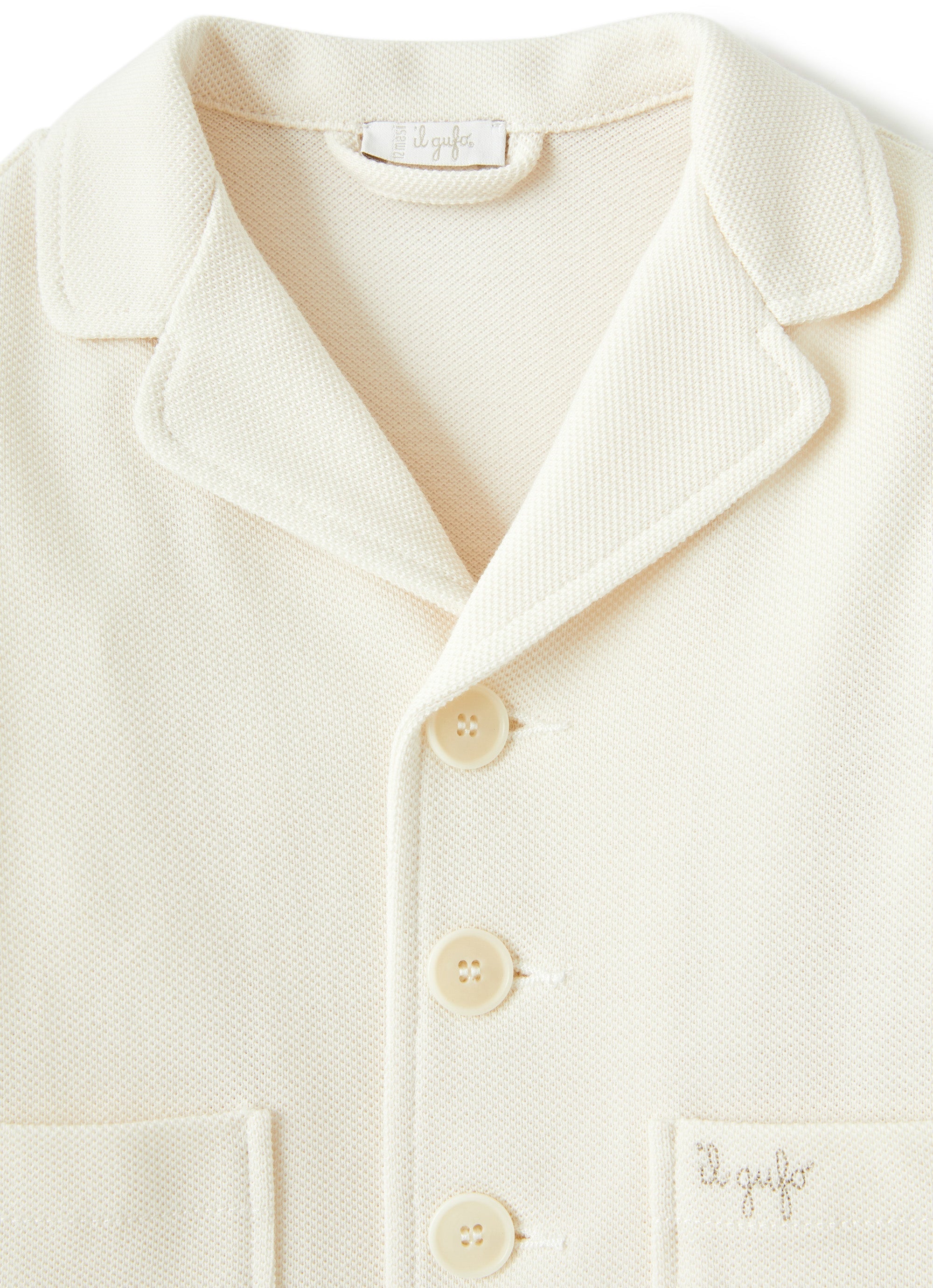 Blazer in cotone piquet bianco panna