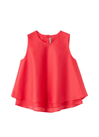 Carmine Red Voile Flared Top
