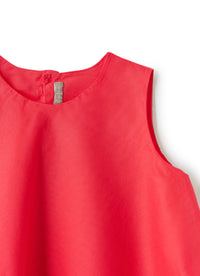 Carmine red voile flared top