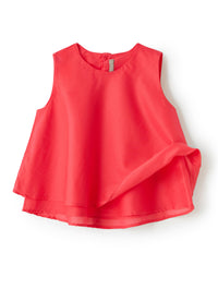 Carmine red voile flared top