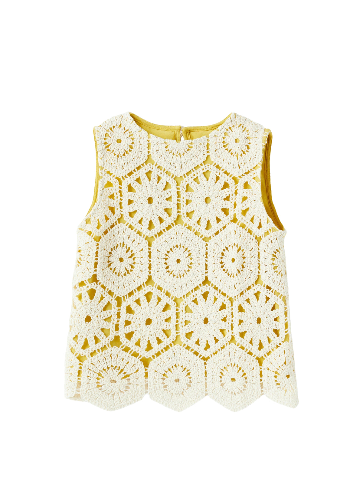 Crochet-Effect Top Lined In Contrasting Colour