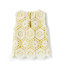 Crochet-Effect Top Lined In Contrasting Colour