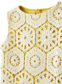 Crochet-Effect Top Lined In Contrasting Colour