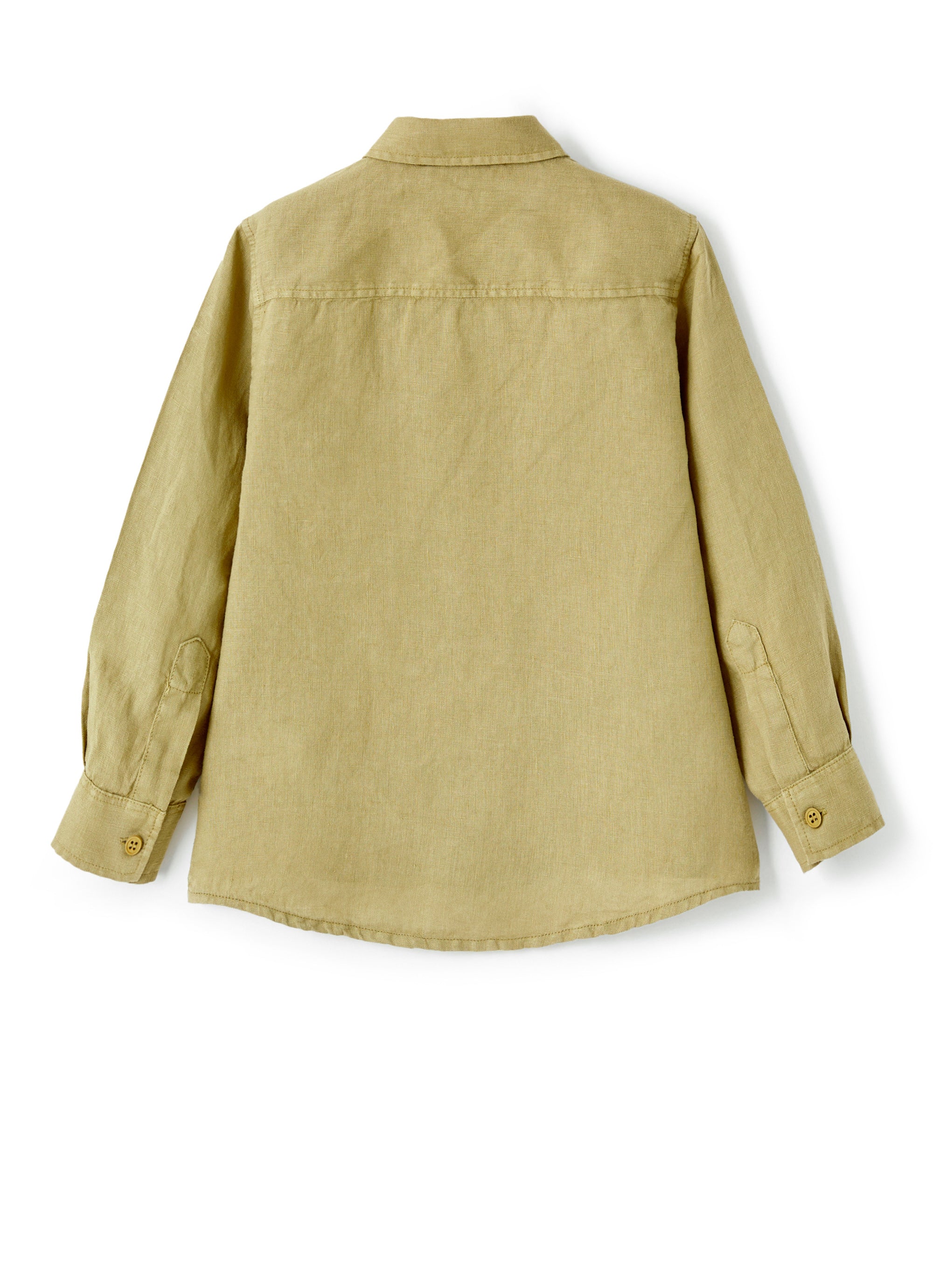 Camicia regular fit in lino cachi