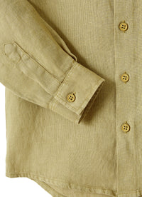 Camicia regular fit in lino cachi
