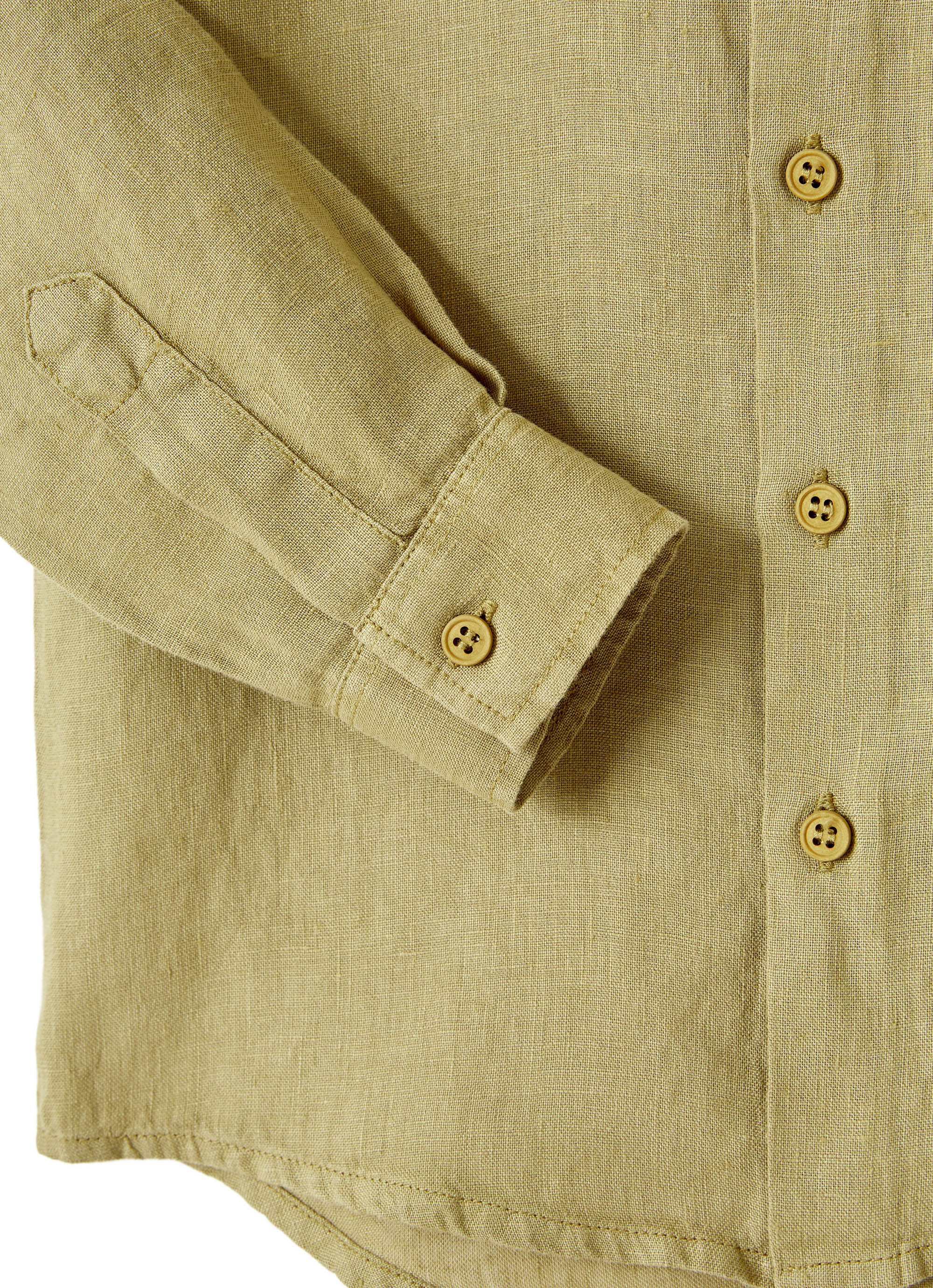 Camicia regular fit in lino cachi