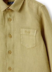 Camicia regular fit in lino cachi