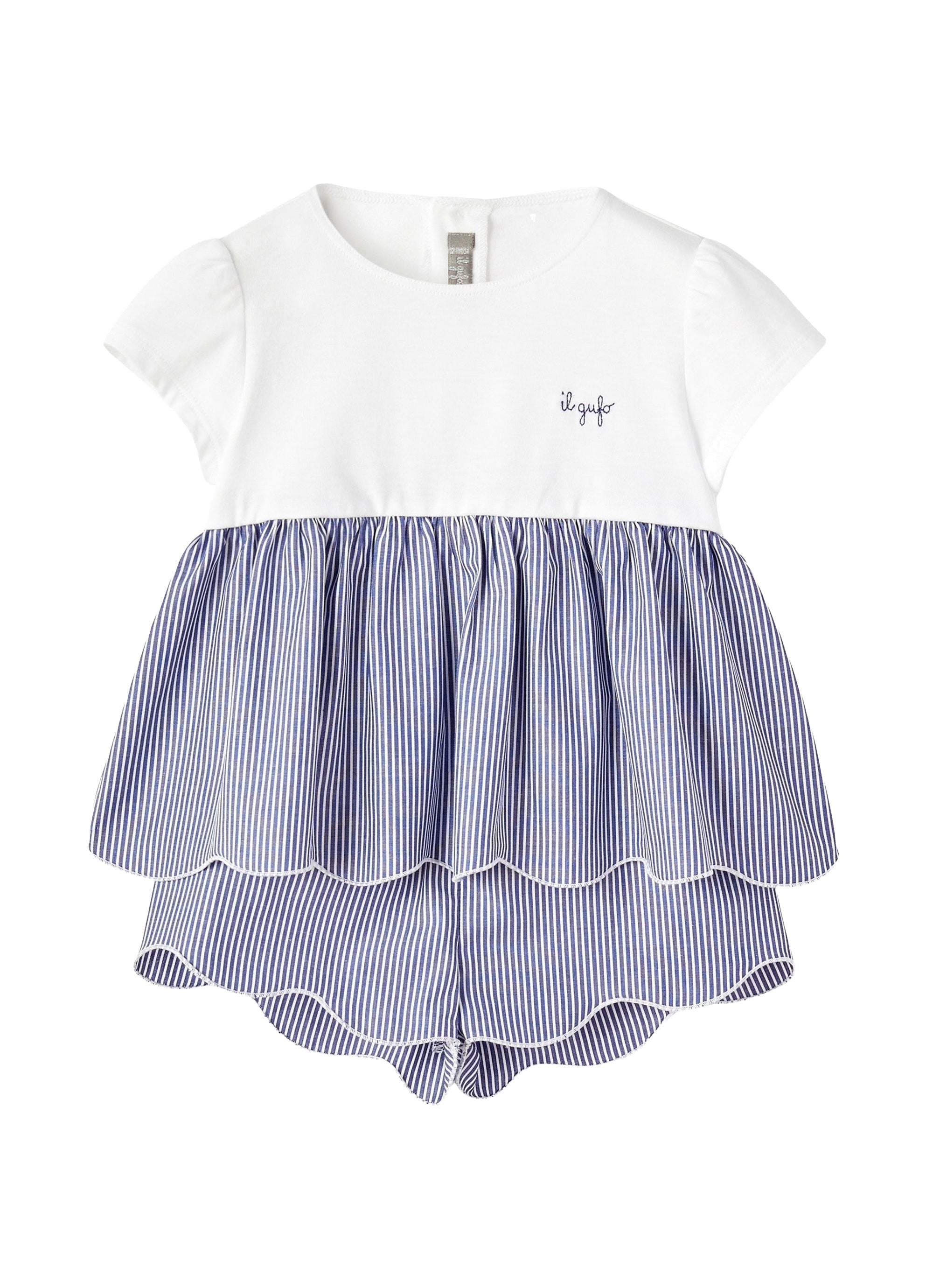 Completo due pezzi a righe blu