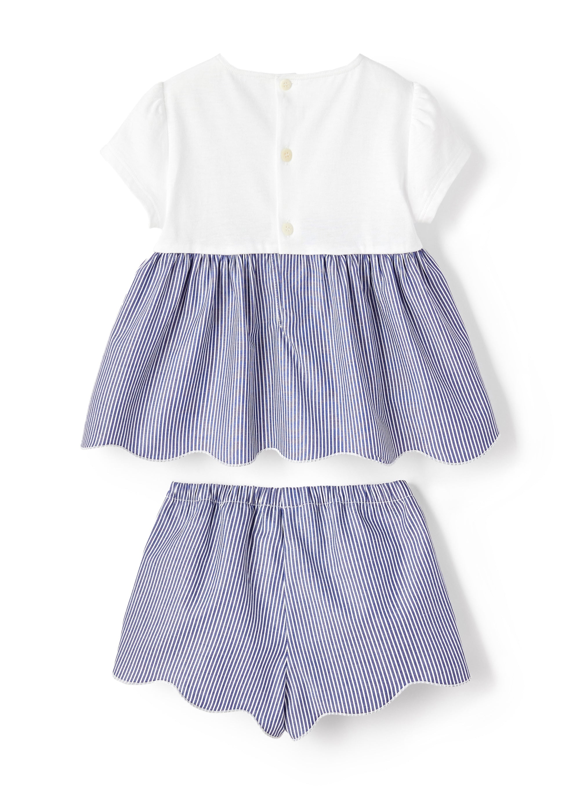 Completo due pezzi a righe blu