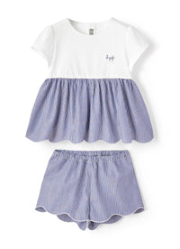 Completo due pezzi a righe blu
