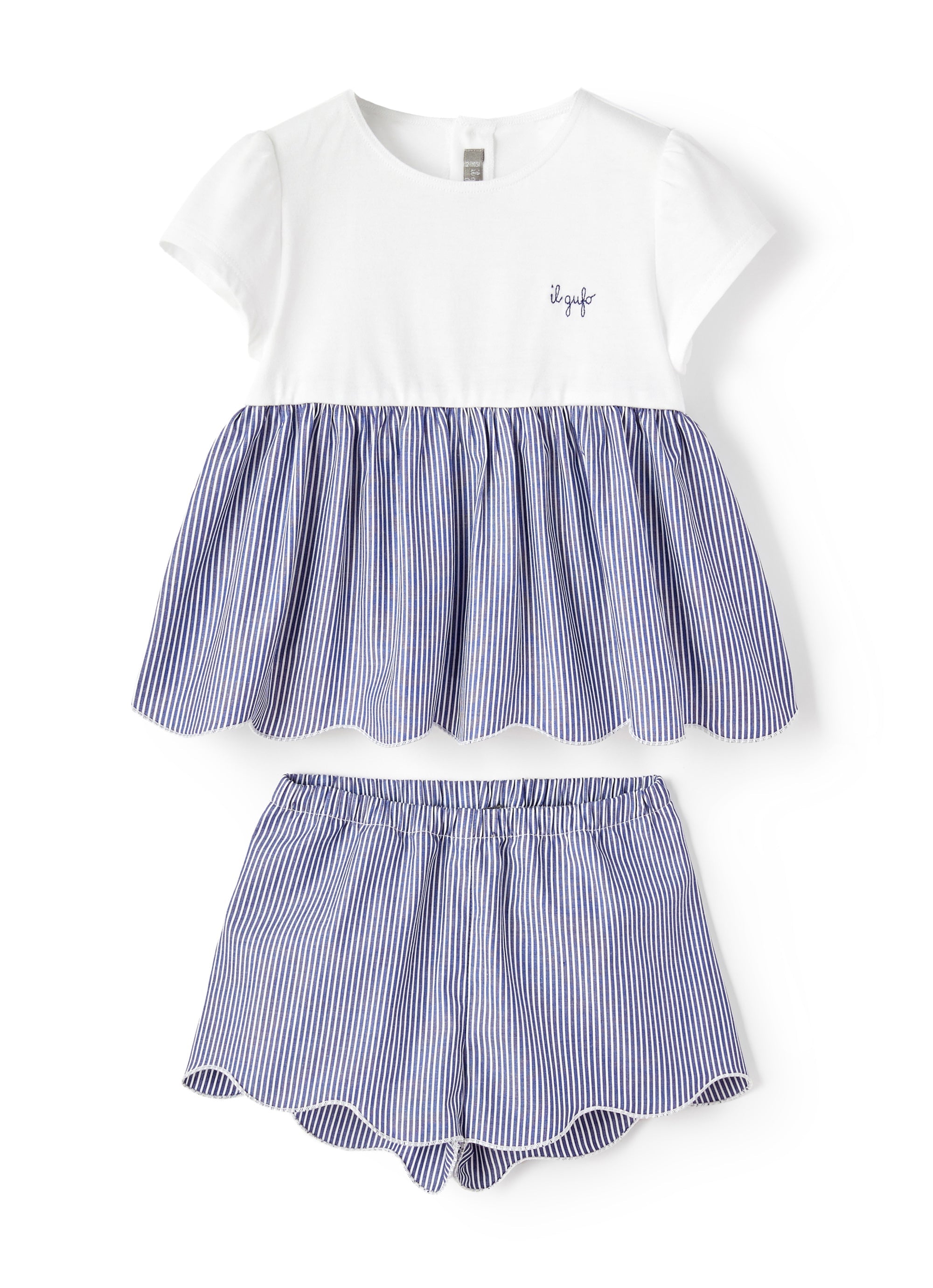 Completo due pezzi a righe blu