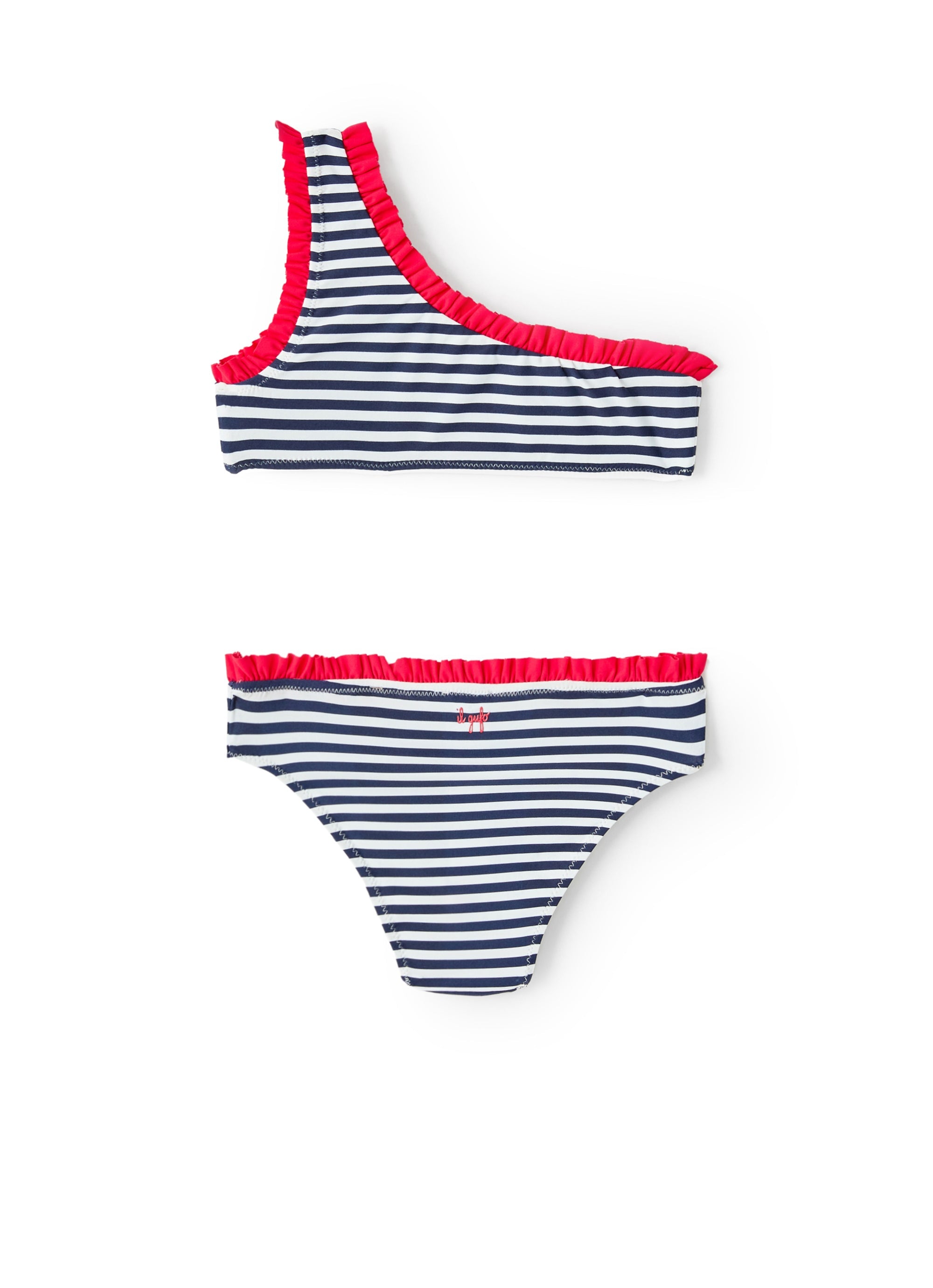Costume due pezzi a righe con ruche