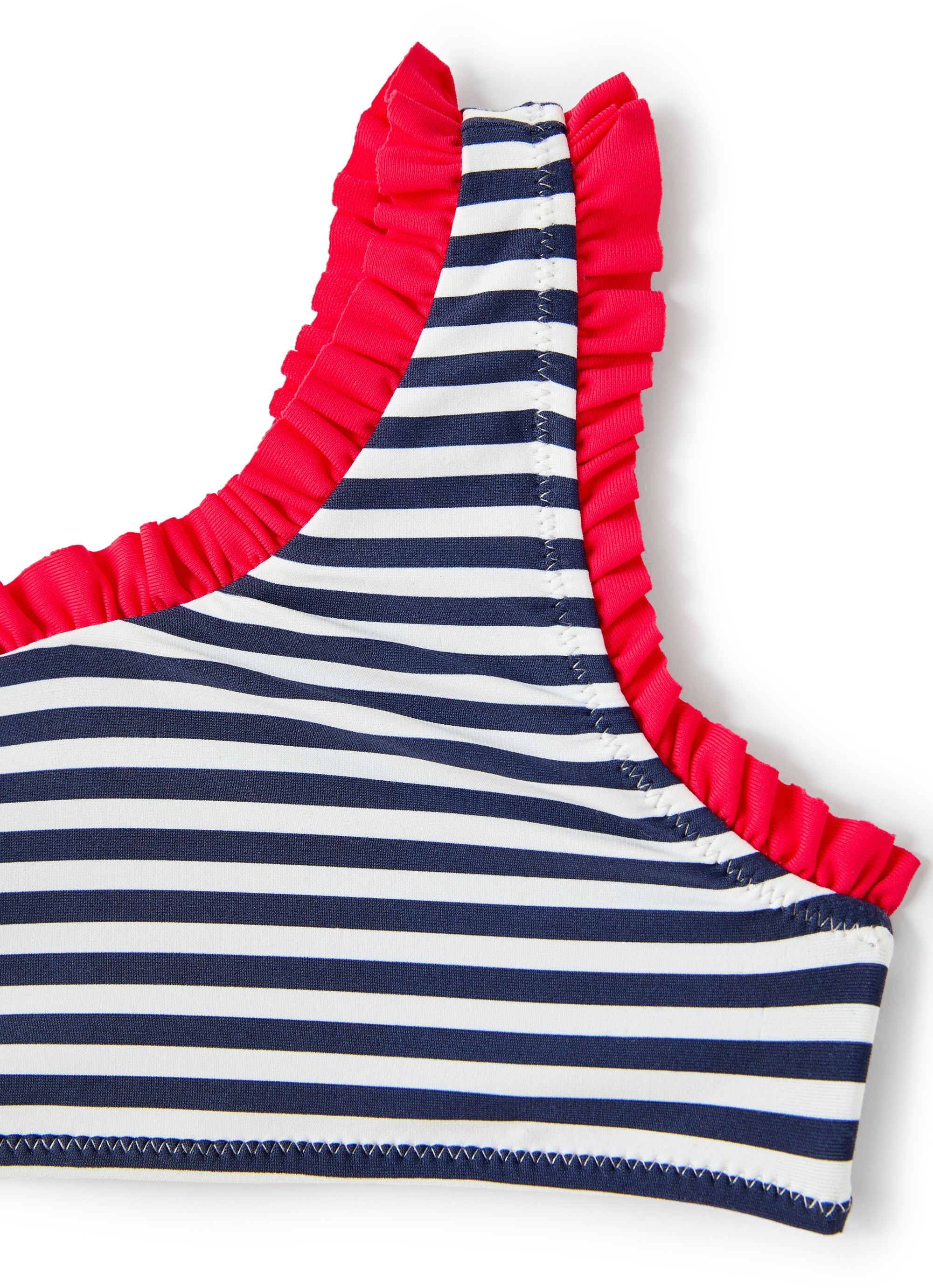 Costume due pezzi a righe con ruche