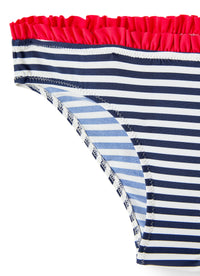 Costume due pezzi a righe con ruche