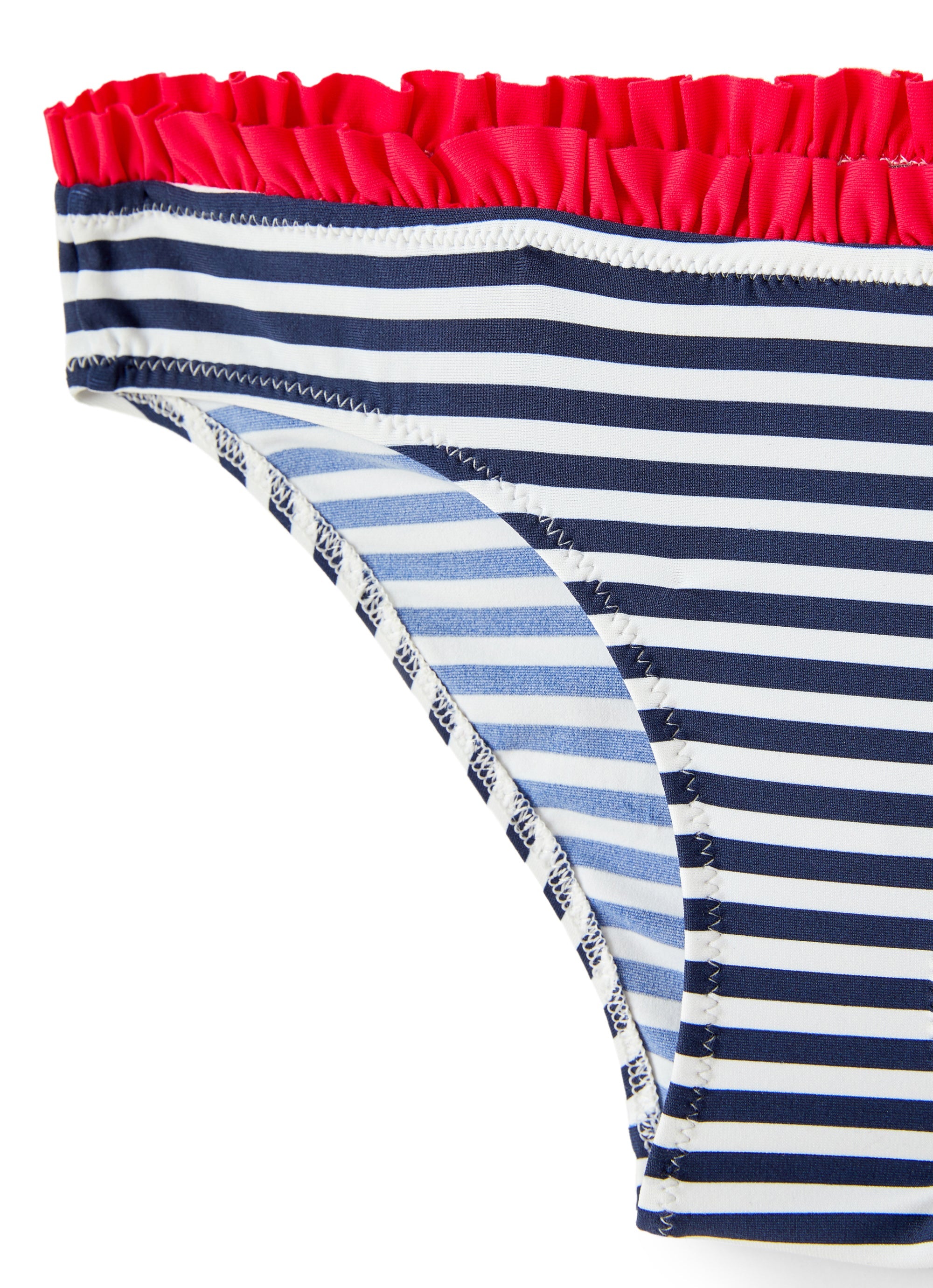 Costume due pezzi a righe con ruche