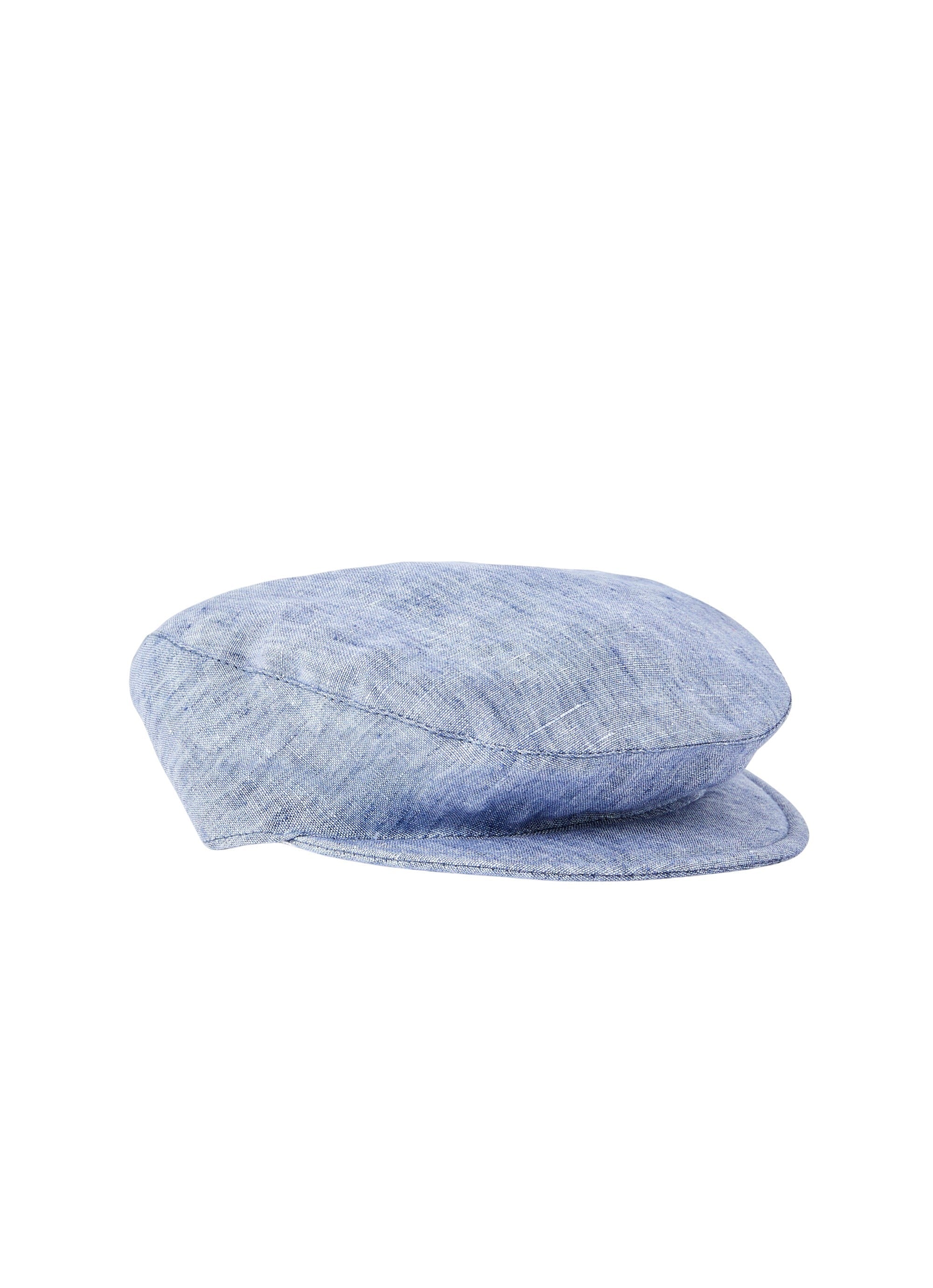 Cappello in 100% lino celeste