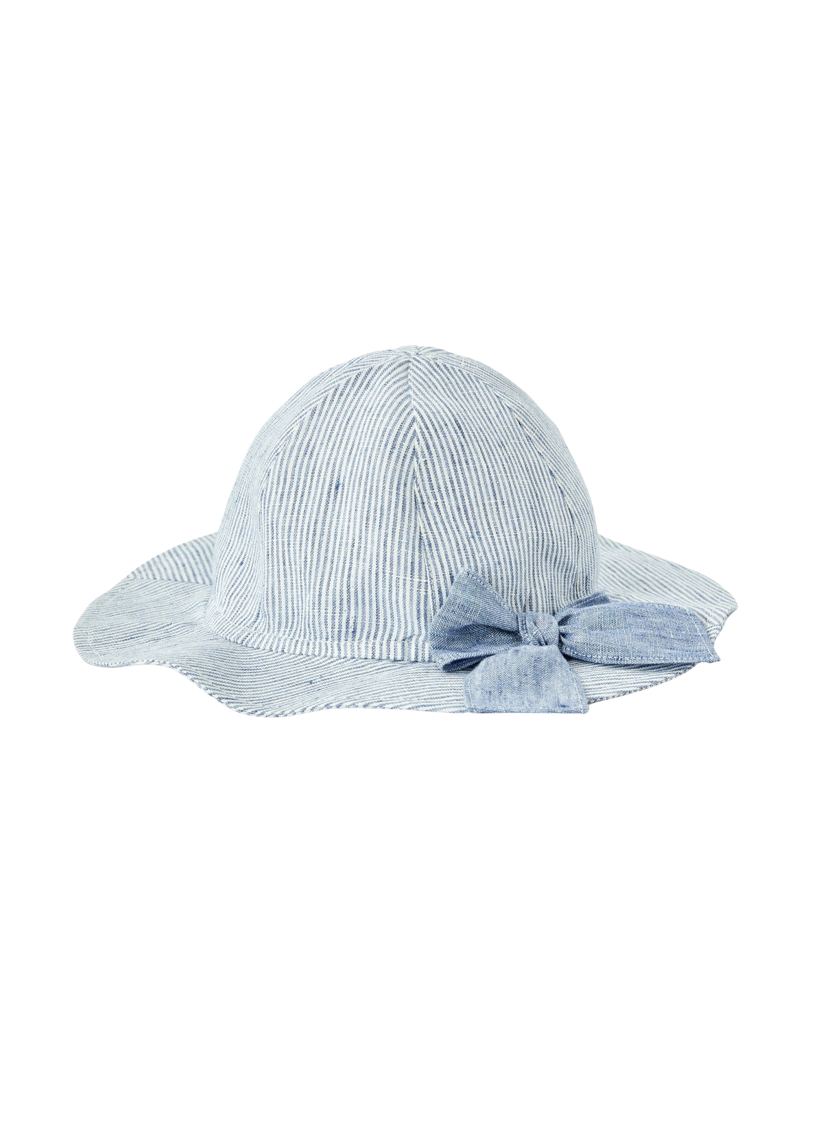 Chapeau en lin rayé avec nœud - Celeste Scuro Righe
