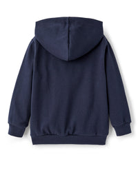 Felpa blu con cappuccio e zip frontale