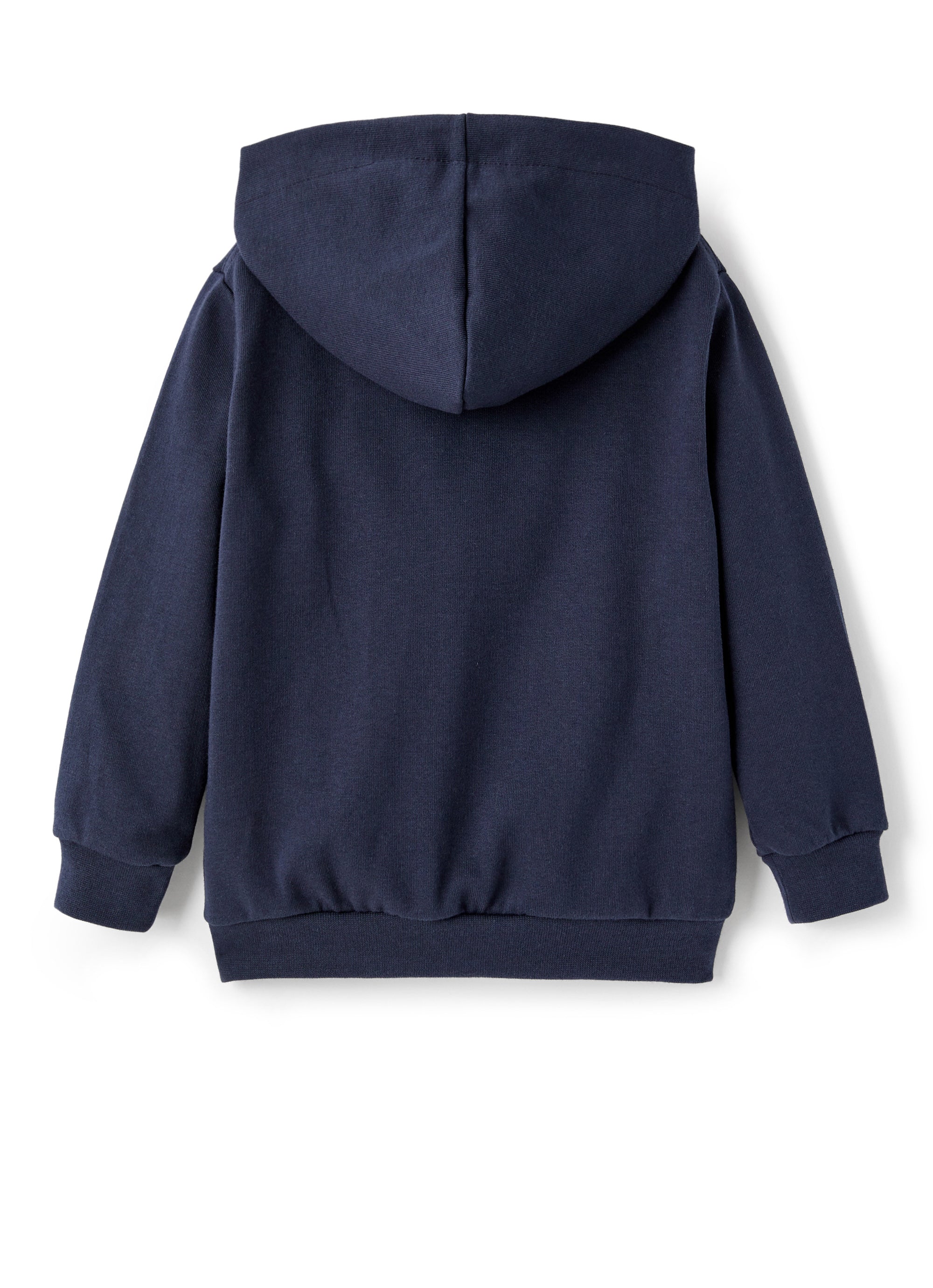 Felpa blu con cappuccio e zip frontale