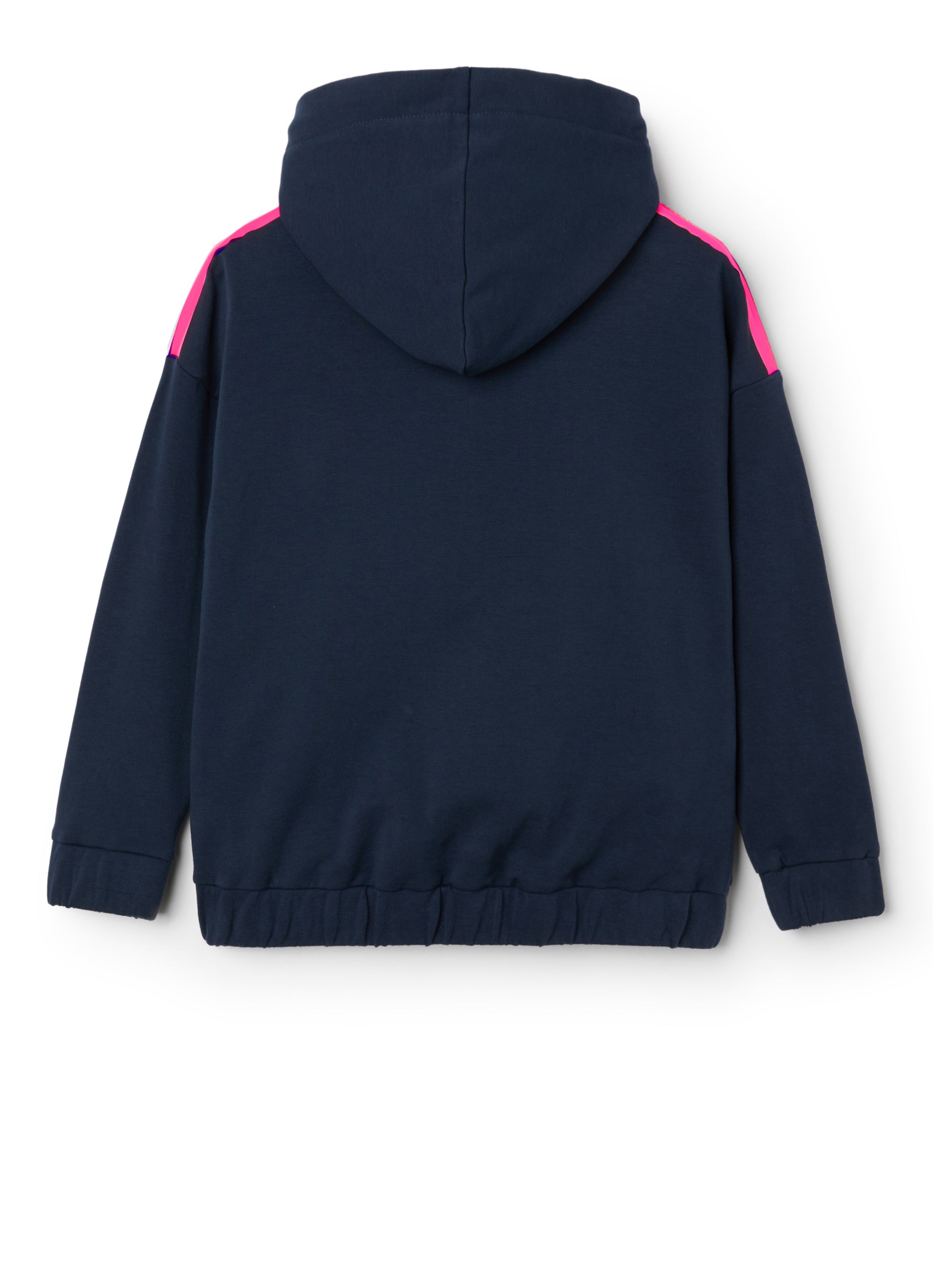 Felpa blu con nastrature fuxia