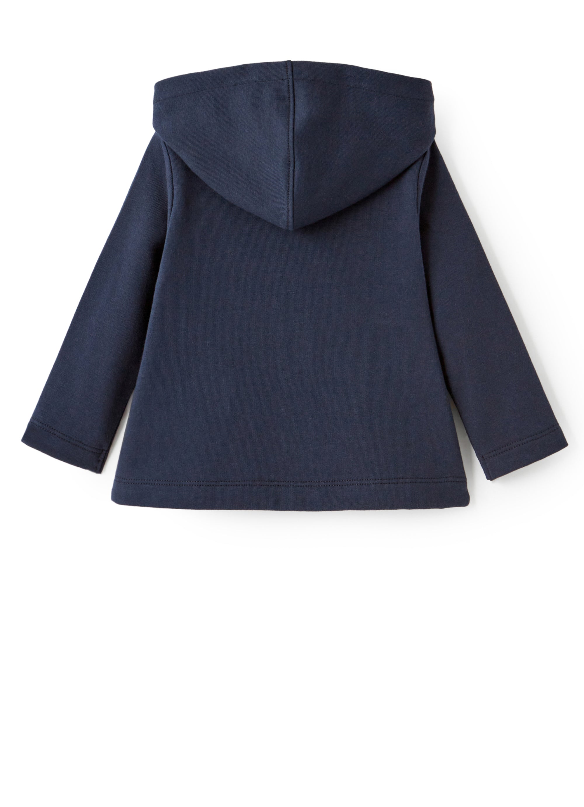Felpa svasata blu con cappuccio