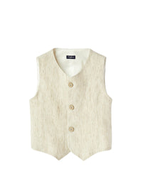 Gilet in 100% lino a righette cachi